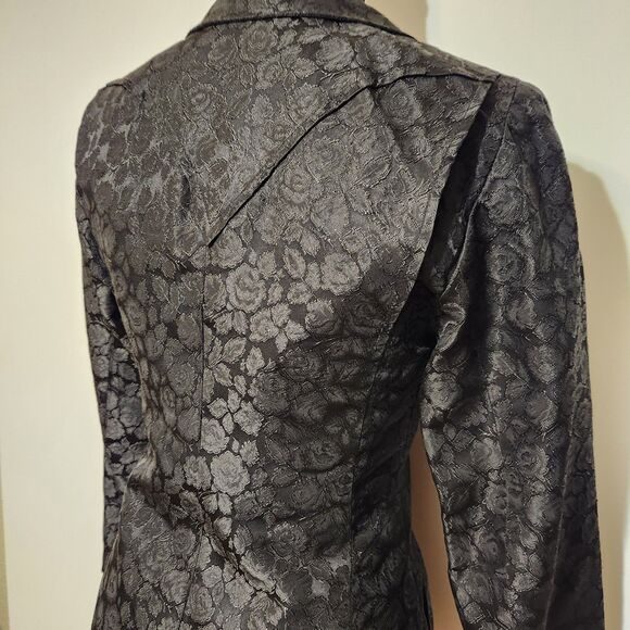 Rare Vintage 60s Panhandle slim Western Goth Punk Black Floral Brocade Blazer - Picture 7 of 15